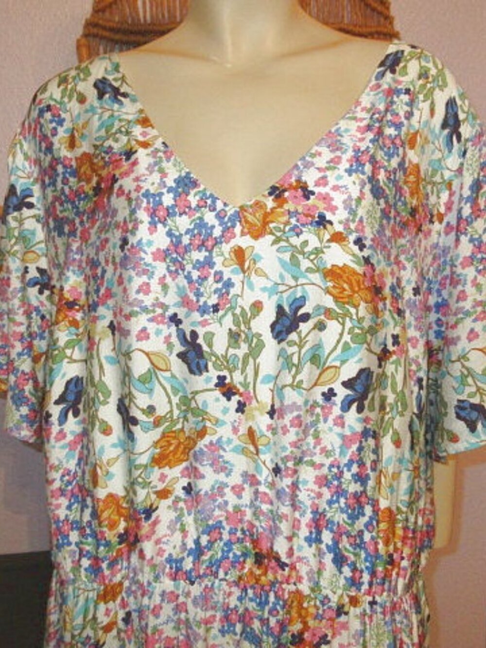 BloomChic Cottagecore Maxi Dress Size 28 Pockets Swing Pleated Flutter Fairy NWT - Picture 3 of 10